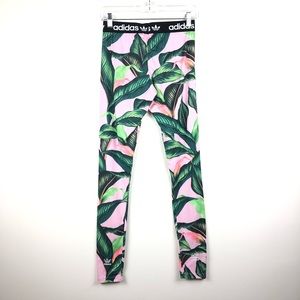 adidas palm leaf pink & green leggings